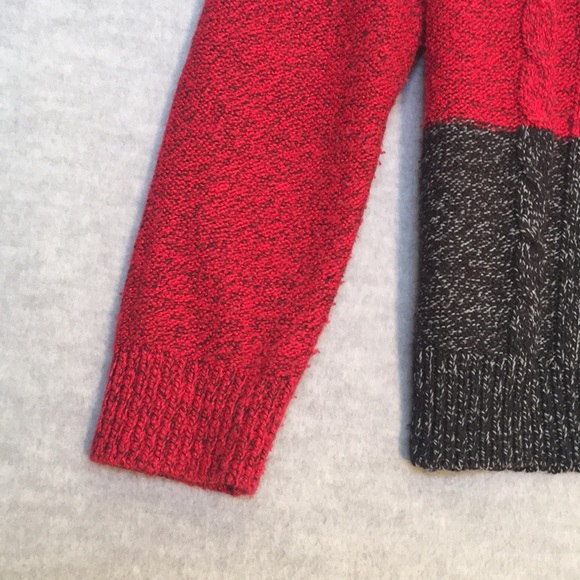 KAREN SCOTT Cable Knit Front Color Block Cowl Neck Sweater with Rib Knit Sleeves - Picture 7 of 14